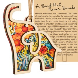 Friendship Elephant Ornament, Wooden Christmas Ornament with Story, Sisterhood Elephant Ornament for Women Tribe, Friendship Gifts for Best Friends and Sisters, Ornament for Special Bond (Suncatcher)