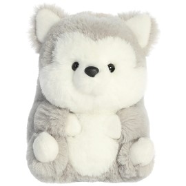 Aurora® Round Rolly Pet™ Hampshire Husky™ Stuffed Animal - Adorable Companions - On-The-Go Fun - Gray 5 Inches