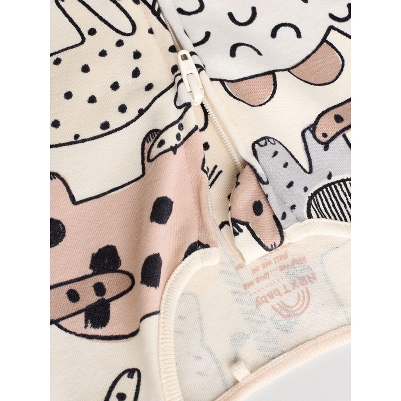 NEXT Embroidered Baby Pyjamas 3 Pack, Brown/Cream