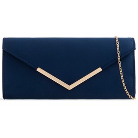 fi9® Plain Suede Bridal Wedding Ladies Party Prom Evening Clutch Hand Bag Purse (Navy Blue)