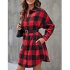 Bozanly Women's Oversized Button Down Long Plaid Flannel Shirts Lapel