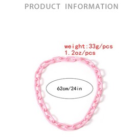 Cool Long Acrylic Choker Necklace Colorful Paperclip Link Chain Thick Wide Minimalist Multicolor Chunky Chain Collar Necklace Punk Jewelry for Women-Pink