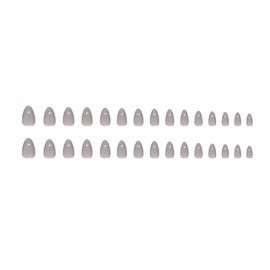 30 PCS Almond Glitter Press on Nails Gray Cat Eyes False Nails Glossy Short Fake Nails Full Cover Stick on Nails for Women and Girls