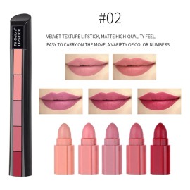 Lápiz Labial Mate, 5 Colores En 1, Velvet Lip Gloss Nude