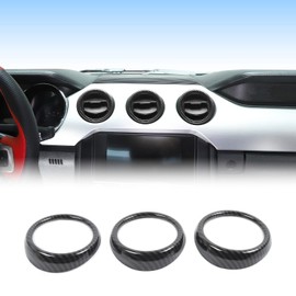 RT-TCZ Center Console Air Conditioner Outlet Vent Trim Cover Ring Interior Accessories for Ford Mustang 2015-2022,3PCS (Carbon Fiber Grain)