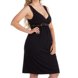 Carriwell Maternity & Nursing Nightdress - Elegant Design with Lace, Soft Modal Fabric, Breathable & Moisture Regulating, For Night Nursing & Skin Contact - Comfortable, Elegant & Practical, S-XL,