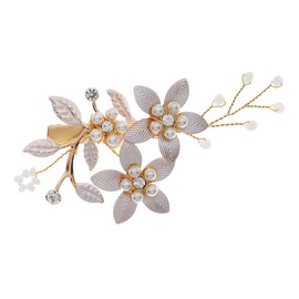 WOONEKY Hairpin for Women Bridal Wedding Accessory Plastic Pearl Rhinestone Zinc Alloy Flower Elegant and Unique