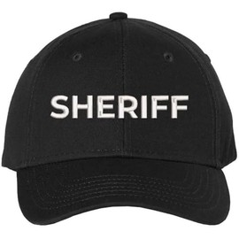Army Universe Sheriff Embroidered Baseball Cap | USA Law Enforcement Officers Cops Text | Structured Hat, Black with White Text