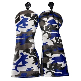 Set of 2 Camo Fairway Wood Headcovers in 4 Colors to Choose (Blue)