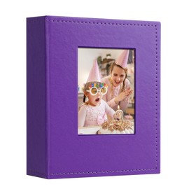 Vienrose Photo Album 4x6 100 Photos Leather Cover Picture Book with Front Window, Slip-in Picture Albums for Baby Wedding Children Vacation, Purple