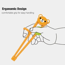 Children Practice Chopsticks, Infants Learn Chopsticks, Children eat Utensils (Orange Bear+Black and White Panda+Green Frog)