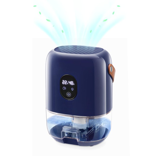 Desktop dehumidifier with 35oz water tank, portable leather handle, 7-color