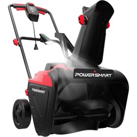 PowerSmart 21" Corded Snow Blower with LED Light, Electric Snow Blower with 15 Amp Motor, 2100 RPM, 30 ft Throwing Distance