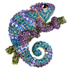 EVER FAITH Chameleon Austrian Crystal Blue Purple Brooch