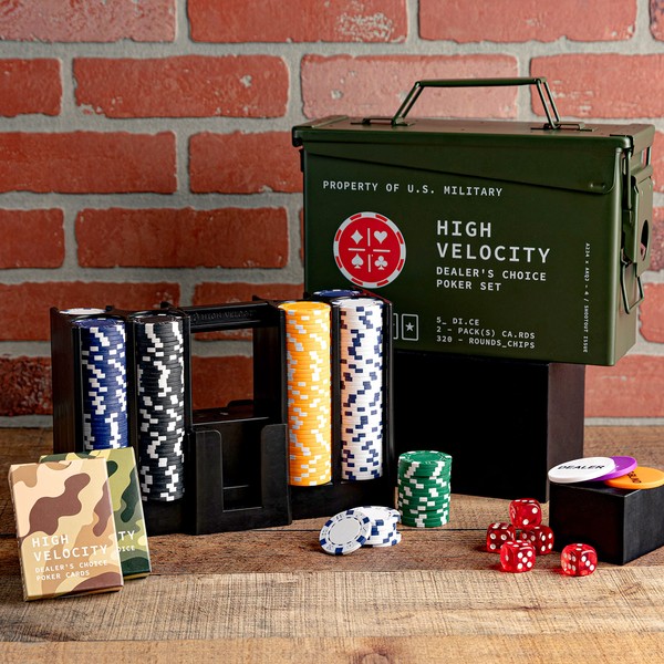 TITAN LSO Poker Set | Tactile Box Contains THE ULTIMATE Poker Set - Playing Cards, Poker Chips Set & More | Case and Set Also for Texas Holdem, Blackjack Plus | Groomsmen Gifts for Men (With Dice)