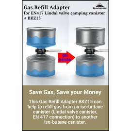 camping moon CAMPINGMOON Fuel Canister Refill Adapter for Isobutane Gas EN417 Lindal Valve Canister Black BKZ15