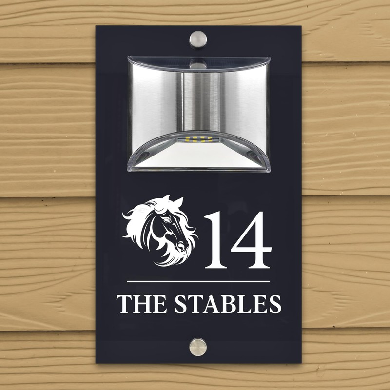 Custom Signs Solar Illuminated Modern Anthracite House Number Sign 24cm
