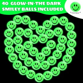 Phlognfy Luminous Bouncy Balls for Children, 40 Pieces, Glow in the Dark Party Bags, Children's Birthday, High Elasticity Springball, Small Bounce Ball, for Boys and Girls, Party Bag Filler