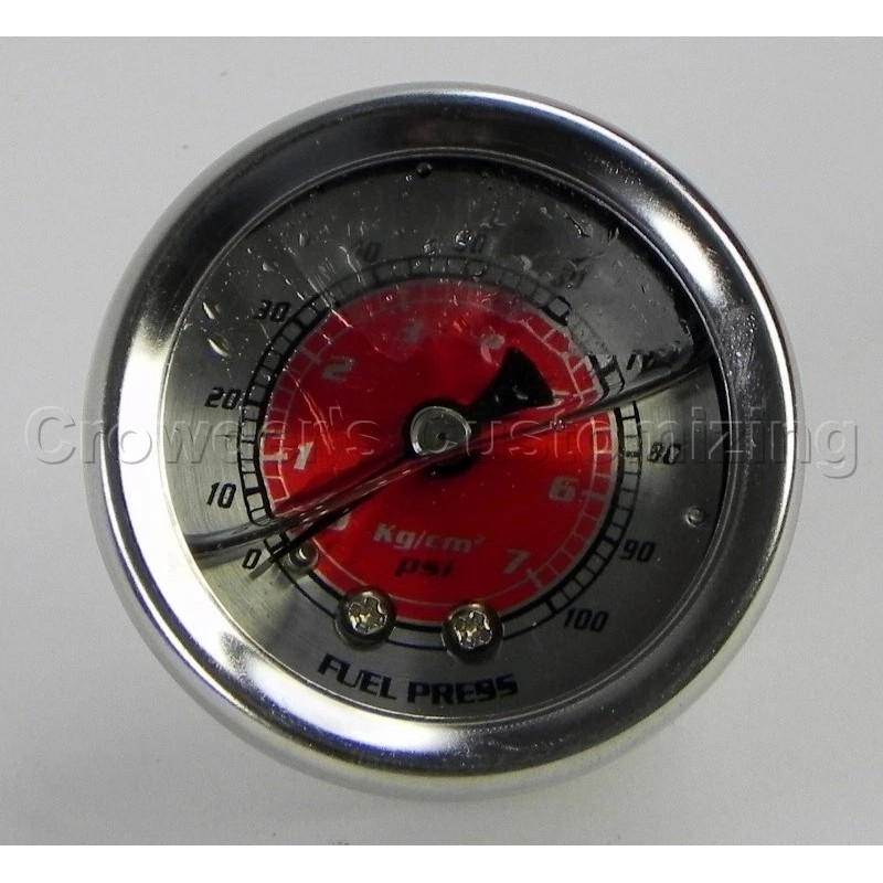 NRG Liquid Filled Fuel Regulator Gauge 100psi Red
