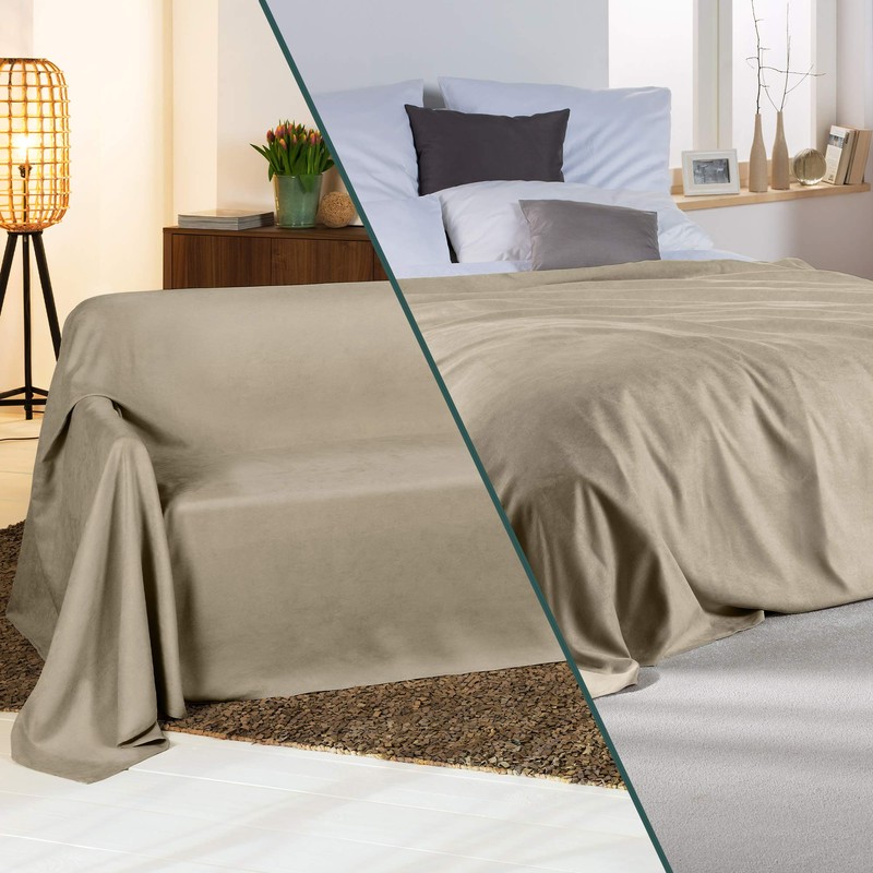 Beautissu Romantica Blanket 210 cm x 280 cm in Suede-Look
