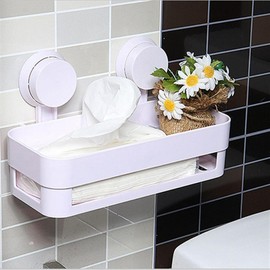 Gearmax Bathroom Waterproof Suction Cup Plastic Shelf, Storage Shelves, Kitchen Shelves (White)