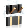 2 Pack，Waterproof Black Gold Wall Hooks，Foldable Towel Hooks for Bathrooms，Coat