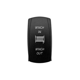 SuperATV 12V/20A Momentary Off-Road Rocker Switch for Winch In/Out Rocker Switch - LED Illuminated