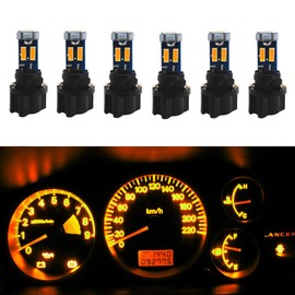 WLJH Super Bright T5 74 27 37 70 73 Led Bulb Light with PC74 Twist Sockets for Automotive Interior Dash Instrument Panel Cluster Warning Indicator Bulbs Yellow,Pack of 6