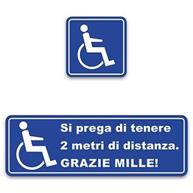 '"Bitte Sticker Set 2 Metre Distance. Thank You." and "Wheelchair Size: 30x10 cm + 10x10 cm, All the Way _ 246 (Italian) – Wheelchair, Rolli Recently Gap – Thank You – Car Sticker.