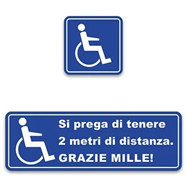 '"Bitte Sticker Set 2 Metre Distance. Thank You." and "Wheelchair Size: 30x10 cm + 10x10 cm, All the Way _ 246 (Italian) – Wheelchair, Rolli Recently Gap – Thank You – Car Sticker.