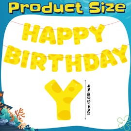 Colarr Birthday Banner Yellow Cartoon Sponge Themed Pre-strung Birthday Banner for Sponge Fans Party Decoration Supplies