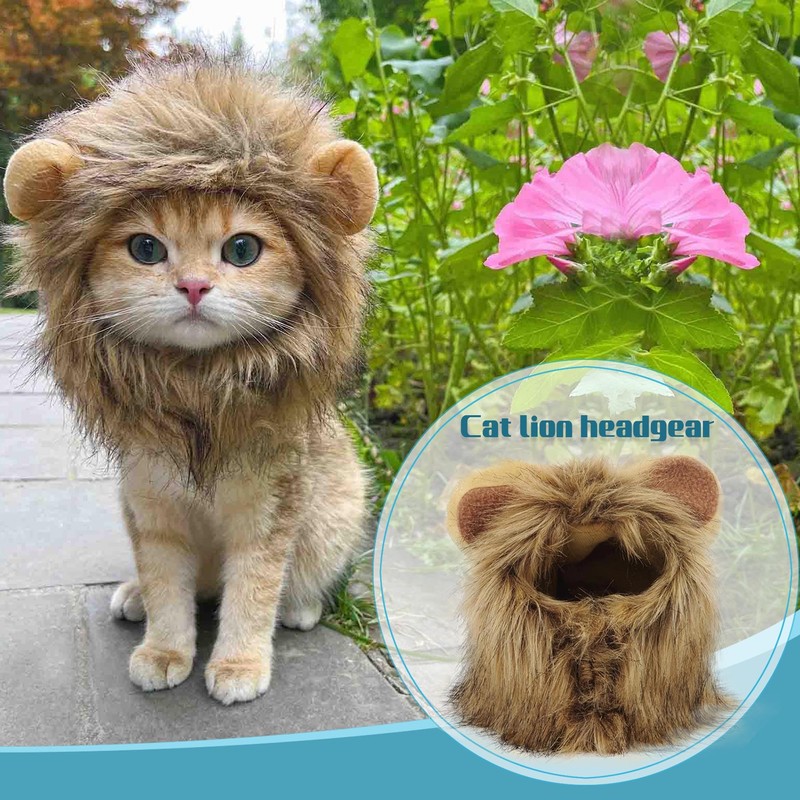 OaaXbbECco Lion Mane Wig for Cat Costume (Light Brown, Medium)