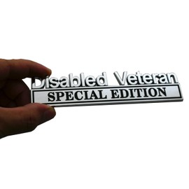 1pc Disabled Veteran Special Edition Emblem Car Decal, Warrior Soldier 3D Sticker, Disabled Veteran Special Edition Letters Car Badges, Accessories (Chrome Black)