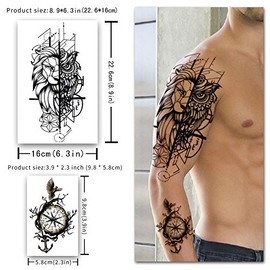 Yazhiji 56 Hojas de Pegatinas de Tatuajes Temporales 11 Hojas de Tatuajes de medio brazo para hombres o mujeres con 45 Hojas de Pequeños Tatuajes Fals