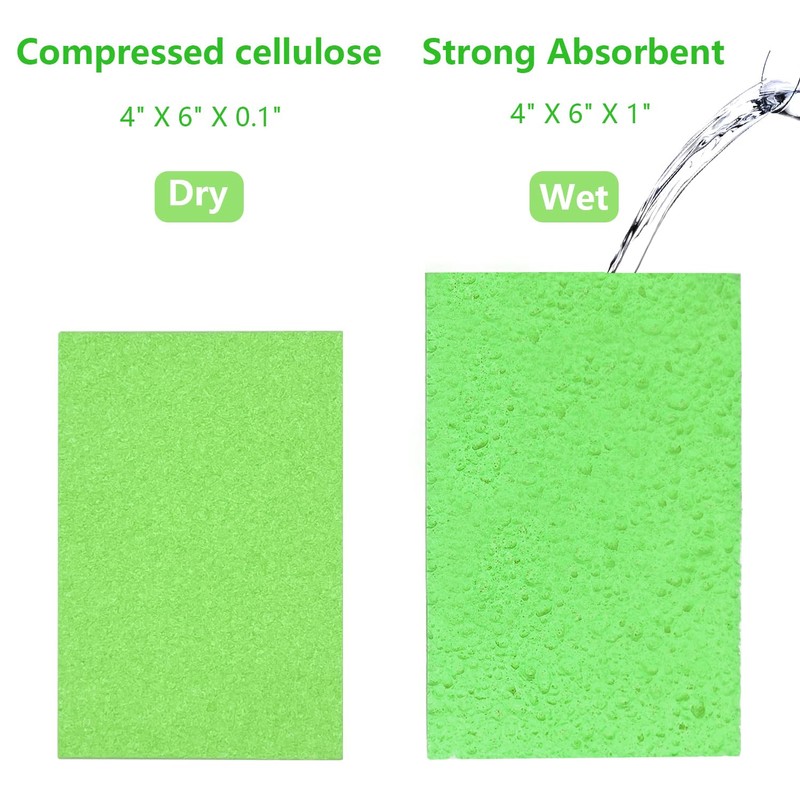 Cellulose Sponges, Large Size 4" x 6" - Heavy Duty