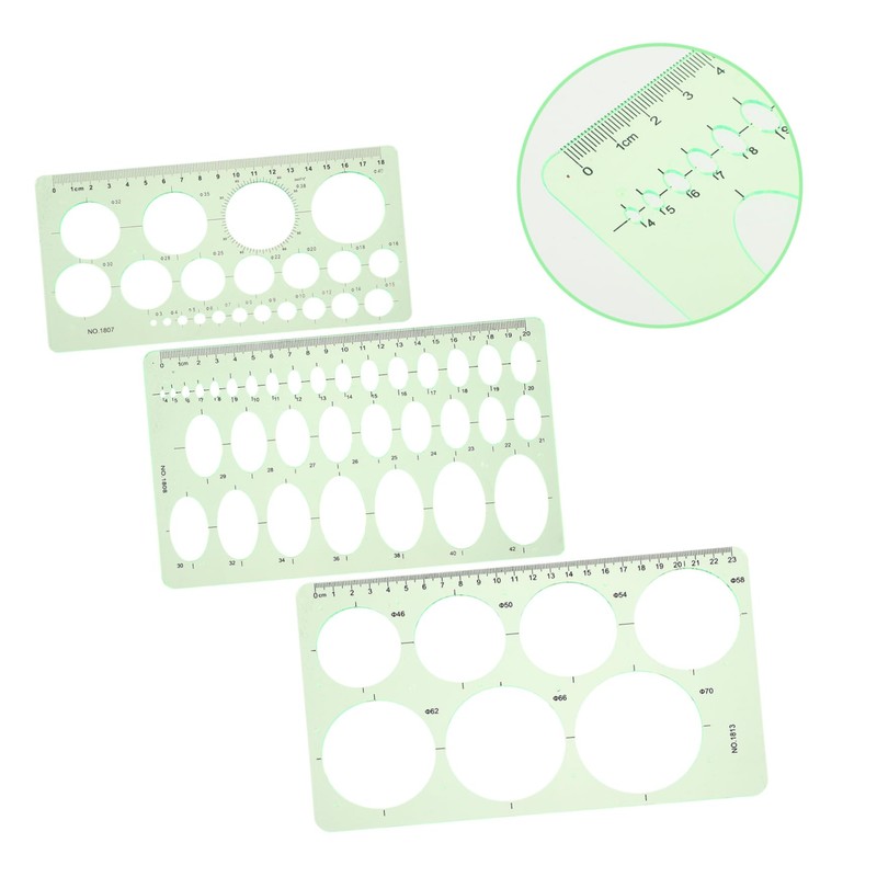 HOODANCOS 3pcs Ellipse Template Circle Stencils Engineering Rulers Students Drawing