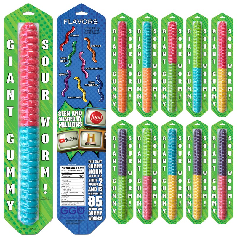 Sour Giant Gummy Worm - Large 2 Pound Gummy Candy