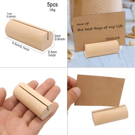 Qixuer Wooden Card Holder, 10 Pieces Menu Card Holder Made of Beech Wood Place Card Holder Postcard Holder Name tag Photo Holder for Weddings Parties Wooden Stand（2 Styles）