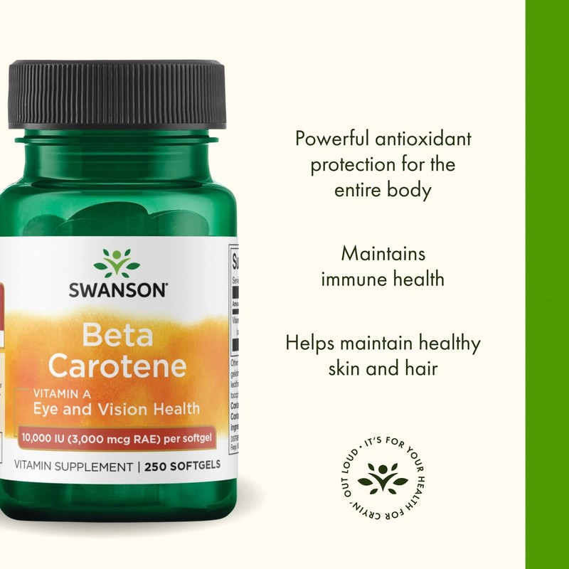 Swanson Beta-Carotene - Vitamin A Supplement Promoting Immune Health, Eye
