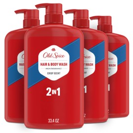 Old Spice Refreshing 2-in-1 Body & Face Wash for Men, High Endurance, 3X Defense, 24/7 Shower Fresh with Lasting Scent, Crisp Scent, 33.4 oz (Pack of 4)