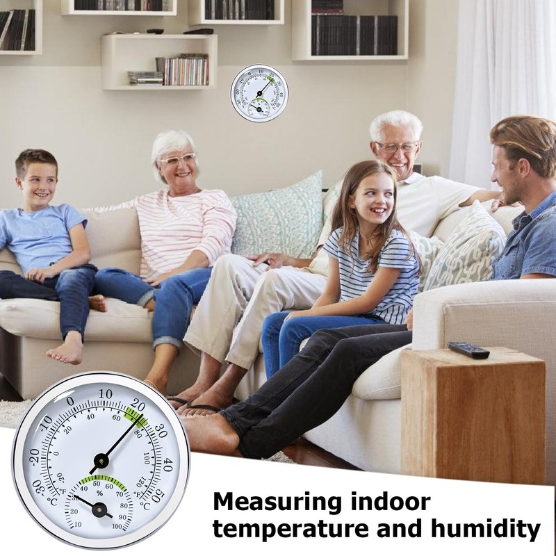 Nizirioo Analogue Thermometer Hygrometer 2-in-1: 3 Pieces Temperature and Humidity