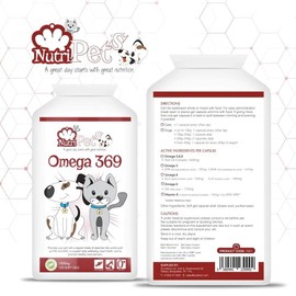 Omega 369 - High Strength Premium Quality Fish Oil Complex for Cats & Dogs 1,000mg - Healthy Skin, Shiny Coat, Healthy Joints - 120 Capsules up to 240 Days Supply