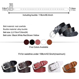 MRACSIY Womens Belt Women Pin Buckle Belt Ladies Leather Belt in Sizes (L) 115cm x (W) 2.8cm (Black 02)