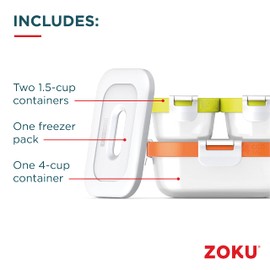 Zoku Neat Stack Juego de 7 piezas de almacenamiento de alimentos, contenedores de anidación codificados por colores con innovador paquete de congelador y tapas a prueba de fugas, apto para microondas, congelador y lavaplatos