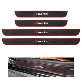 carleef 4PCS Car Door Sill Protector,Anti-Scratch Rubber Car Door Protector Edge Guards for Door Steps,Universal Automotive Exterior Accessories Waterproof Door Threshold Strips (Sport, Width 1.96"")