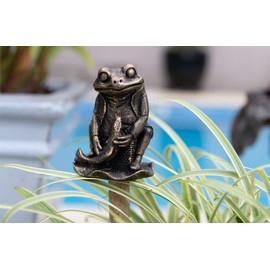 Cane Companions Beatrix Potter Mr Jeremy Fisher Stake Topper - Handmade Flower Pot Garden Ornament - Outdoor Figurine