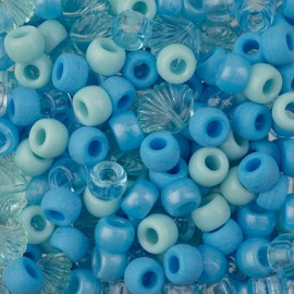 John Bead 300pcs Assorted Blue Plastic Pony Craft Beads for DIY Jewelry Bracelet Necklace Making, 120g