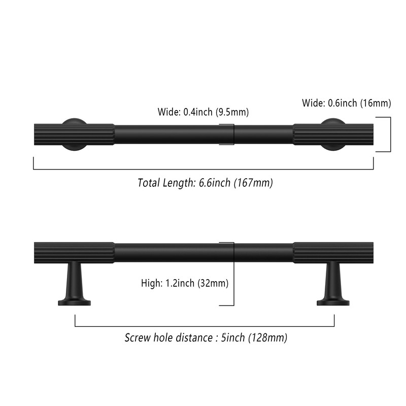 9BUILD 10 Pack 5 Inch Matte Black Cabinet Pulls Kitchen