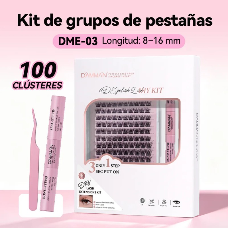 Kit De Extensiones De Pestañas 6d Diy Natural Mixtas 8-16mm