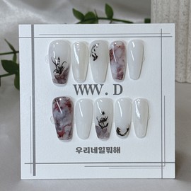 Frosty drawing ㅣ What are we doing with our nails? Handmade nail tip - short oval / 서리빛 드로잉 ㅣ 우리네일뭐해 수제네일팁 - 숏 오벌